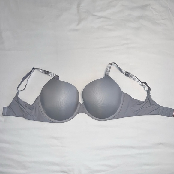 Victoria’s Secret Silver/Grey T-Shirt Push-Up Perfect Shape Smooth Bra Size 36E - Picture 3 of 11